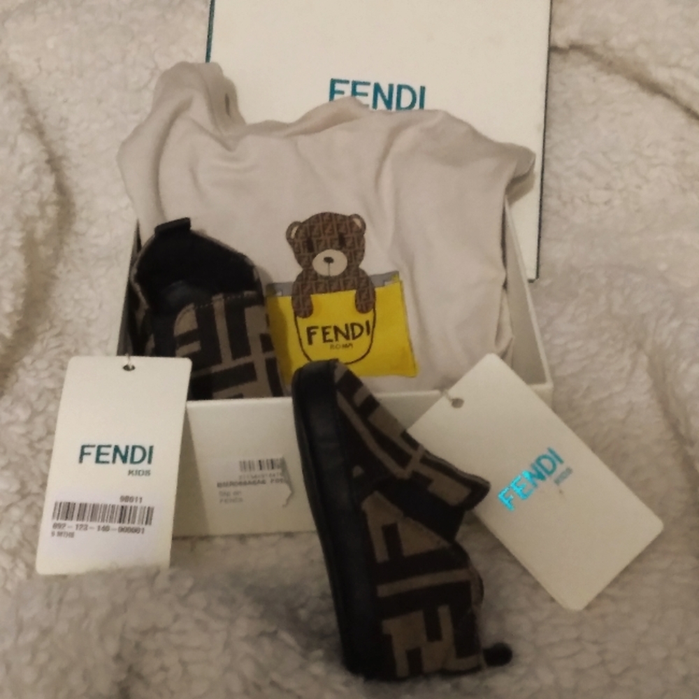 Fendi t-shirt 9 months......Fendi loafers size 16